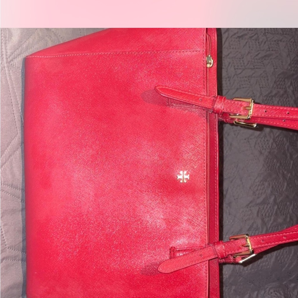 Tory Burch Red Leather Tote Bag